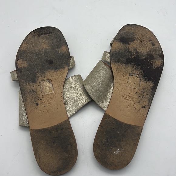 J Crew Bali Gold Leather Slip on Sandals - Picture 4 of 5
